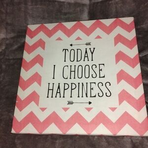 Chevron Happiness Wall Art in Pink and White